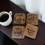 Cork coaster set with holder